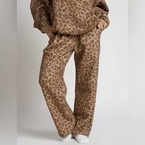 Pantalon Femme Charter Club Velours Texturé Imprimé Léopard - Doublure Polaire - Taille Unique